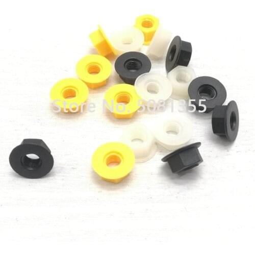 50PCS M3 M4 M5 M6 M8 M10 Plastic Nylon PA Flange Hex Nut