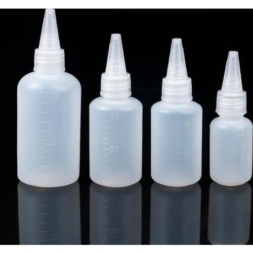 10PCS/lot 30ML 50ML 60ML 100ML Empty PE Plastic Glue Bottles With Screw-On Lids Squeeze Liquid Ink Oil Dropper Bottles