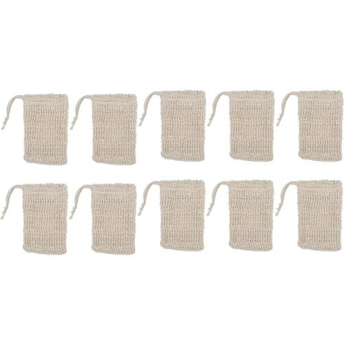 10 Pack Natural Sisal Soap Bag Exfoliating Soap Saver Pouch Holder