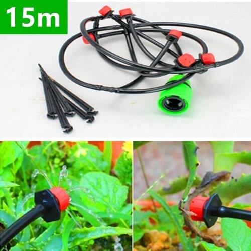 15m Diy Automatic Micro Drip Irrigation System Plant Watering Garden Hose Kits With Adjustable Dripper Garden Watering Kits