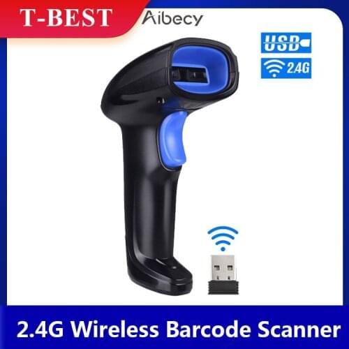Aibecy 2-in-1 2.4G Wireless Barcode Scanner & USB Wired Barcode Scanner Automatic Handheld 1D Bar Code Scanner Reader