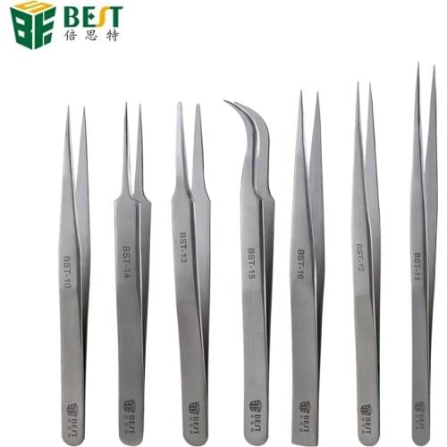7pcs BEST-Matt Stainless Steel Durable Eyelash Extension Volume Lash Tweezers Set for IPhone/Smartphone/Computer Repair Tools
