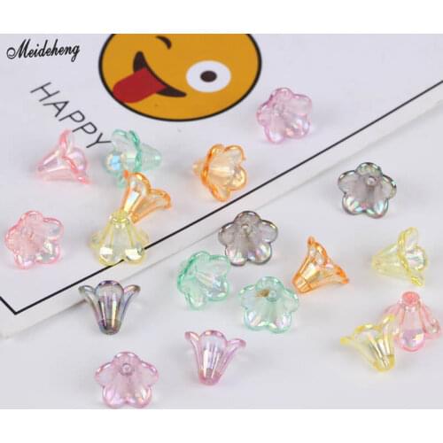 AcrylicTransparent Jewelry DIY Making Beads AB Coloured Trumpet Flower Accessory Ancient Wind Hair Decoration DIY Acrylic Beads