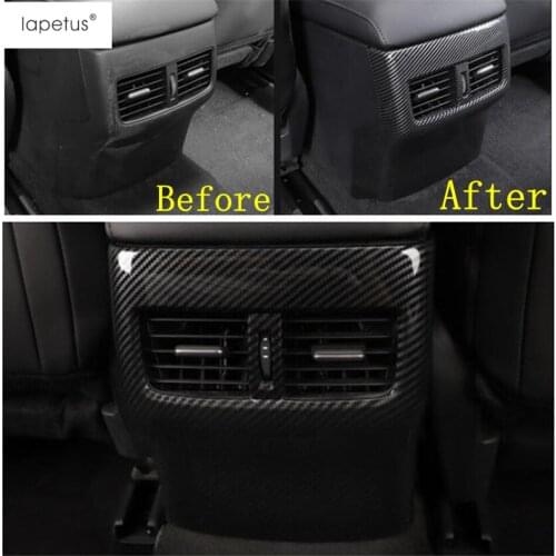 Lapetus Accessories Fit For Mazda 3 2019 2020 Rear Armrest Air AC Vent Storage Box Anti Kick Protector Molding Cover Kit Trim
