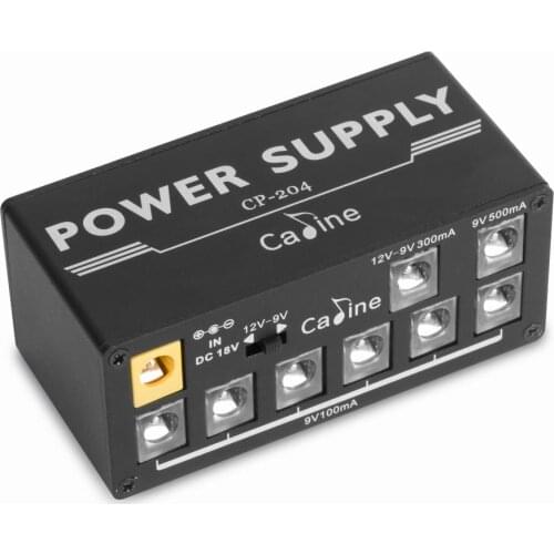 Multi DC Guitar Pedal Power Supply Caline CP-204 8 Outputs Mini Power Supply With Switchable Vol 18V 1A Adatper Power Mini Size