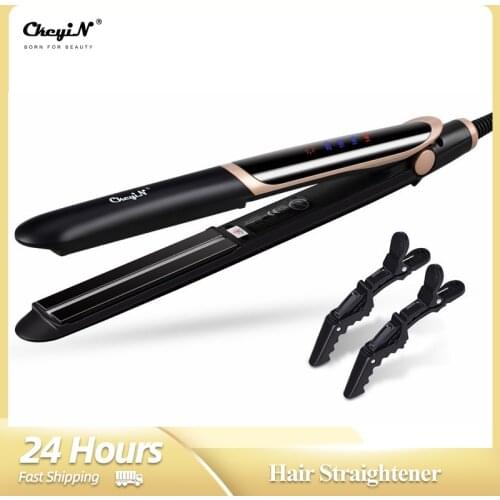 CkeyiN 2 in 1 Far-infrared Hair Straightener Flat Iron Tourmaline Ceramic Hair Curler Professional Anion Hair Styling Tool Glove