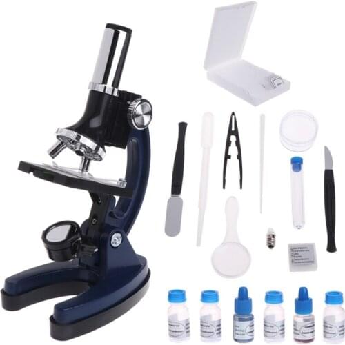 Children Kid Biological Microscope Set Student Educational Toy 100x 600x 1200x