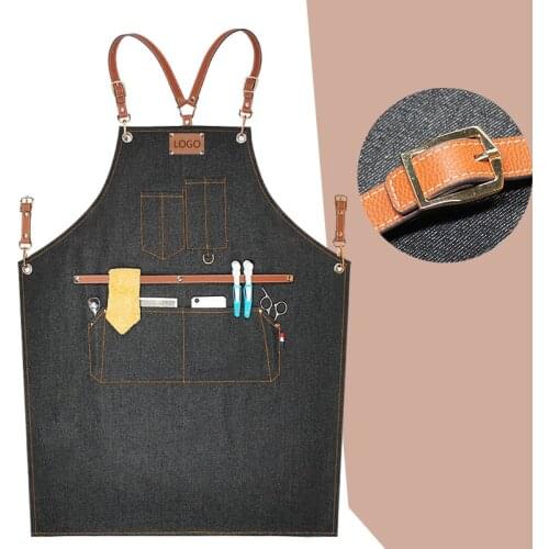 Denim, canvas apron, coffee shop, bakery, hair stylist, kitchen, catering, workwear, custom logo