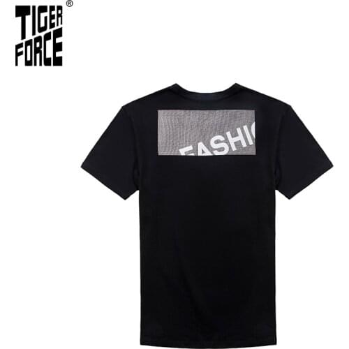 Tiger Force 2020 New short sleeve men solid t-shirt o-neck soft solid cotton elastic breathable men half-sleeved t-shirt 2059