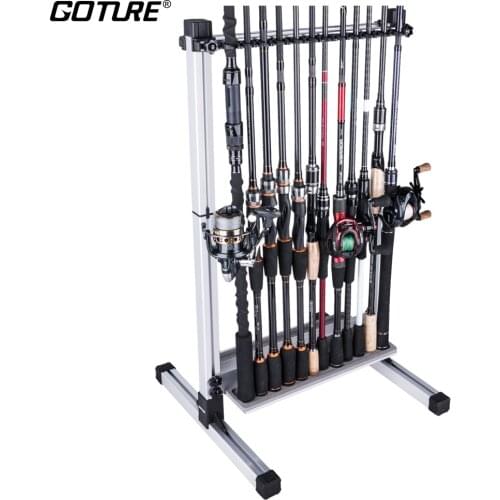 Goture Fishing Rod Storage Rack Aluminum Alloy 24 Slots Fishing Rod Holder Stand Fish Pole Bracket Rack Fishing Accessories