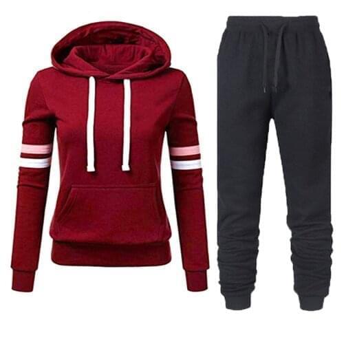 Two Piece Set Casual Fleece Tracksuit Women Winter 2021 Womens Sets Oversized Hooded Long Sleeve Hoodie Sport Pants Lady Suit