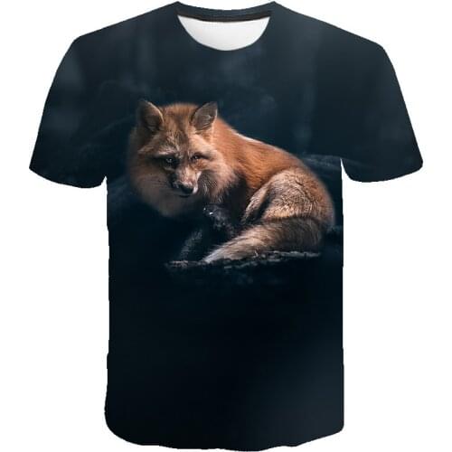 Cool fashion animals t shirt for men and women 3d print fox T shirt summer short sleeve kids t-shirts male Tshirts men clothing