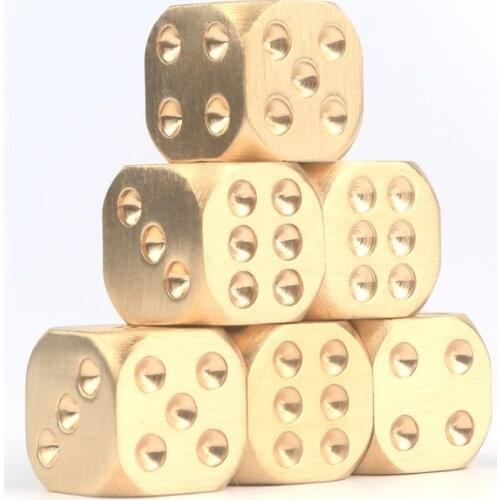 15x15x15mm Manual Polishing Solid Brass Dice Club Bar Supplies Copper Alloy Drinking Dices Board Game Entertainment Accessories