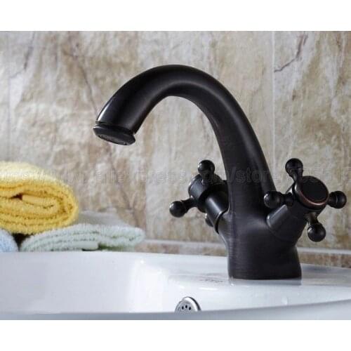 Oil Rubbed Bronze Double Handle Control Faucet Kitchen Bathroom Basin Hot and Cold Mixer Tap znf049