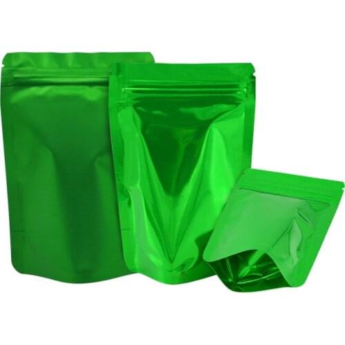 Green Bag Green Pouches Stand Up Zip Lock Foil Bag For Food Storage Cosmetic Bag Colors Wholesale Price 100 Pcs