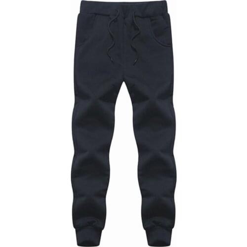 Men Sweatpants Zipper Pocket Jogging Casual Pants Men Autumn Winter Outdoor Cotton Plush Thicken Solid Color Casual Sweatpants