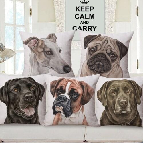 Hand Painting Dogs Cushion Cover Labrador Bulldog Schnauzer Chihuahua Dog Puppies Pillow Case