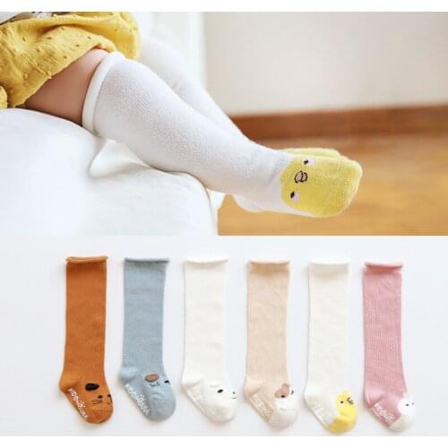 6pairs/lot Antiskid Baby Socks for toddler Newborn kids infants knee high long socks cartoon Boy girl non slip spring autumn