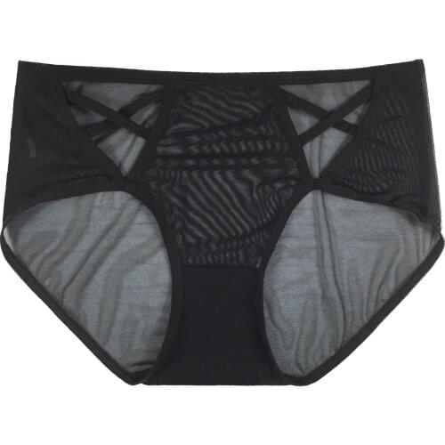 New sexy ladies underwear exquisite mesh wrap hip comfortable and breathable double cross ribbon hollow 60225