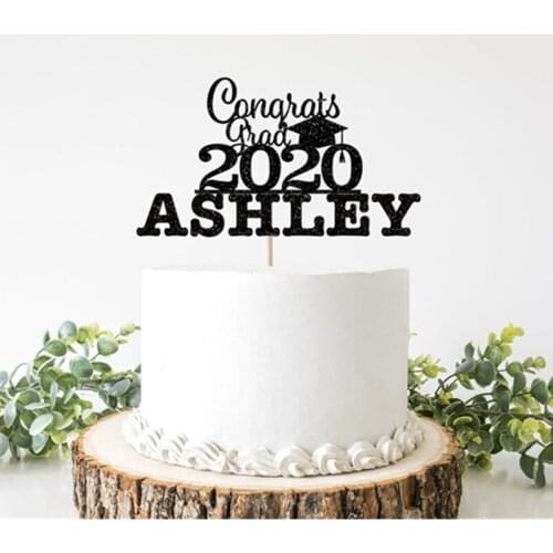 Personalised Class of 2020 Graduation glitter Cake Topper,Seniors Graduation Cake Topper, Custom Graduation goldCake Topper
