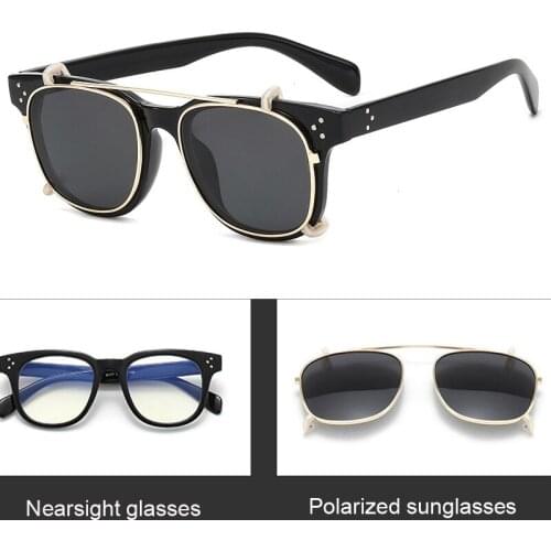 Polarized Sunglasses Clip On Retro Square Optical Glasses Frames Men Women Trending Styles Optical Fashion Myopia Glasses Frame