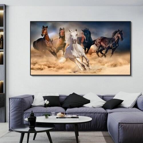 Five Running Horse Animals Canvas Paintings Art Posters and Prints Modern Wall Pictures for Living Room Home Decoration Cuadros