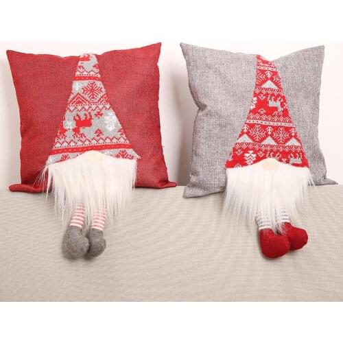 Christmas Decor Pillowcase Imitation Linen Faceless Doll Pillowcase Rudolph Stereo Pillow Cover Gift Supplies Christmas Decor