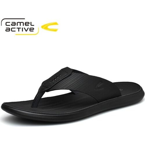 Camel Active 2021 New Brand Summer Men Genuine Leather Flip Flops Slippers Beach Outdoor Flip Flop Sandals Flat Light Slipper