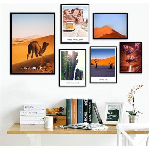 Nordic Wall Canvas Painting Travel HD Picture Wall Art Desert Camel Landscape Canvas Printings for Living Room