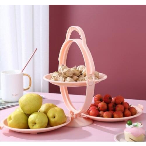 European Style Folding Fruit Plate Double-Layer Smiley Vertical Modern Creativity Portable Display Stand