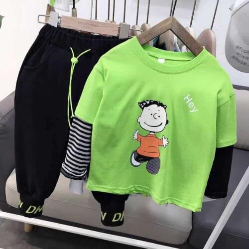 Kids Leisure Set Childen Cartoon Set Boys Loose Sport Tops Spring Long Sleeve Sweatshirts 2-6Years Boy Girls Sports Tracksuits