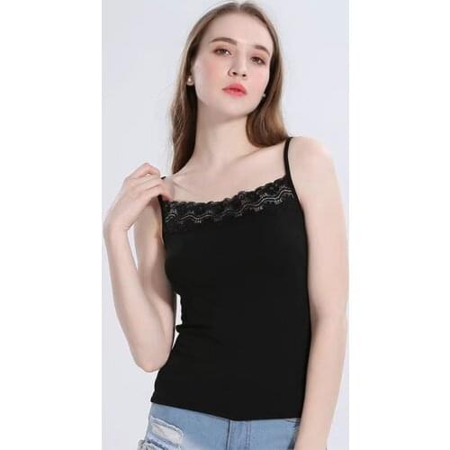 Basic Fitness Running Cotton Spaghetti Strap Elastic White Black Camisole Beach Sun Top Tank Tops Lace Base Wholesale Undershirt
