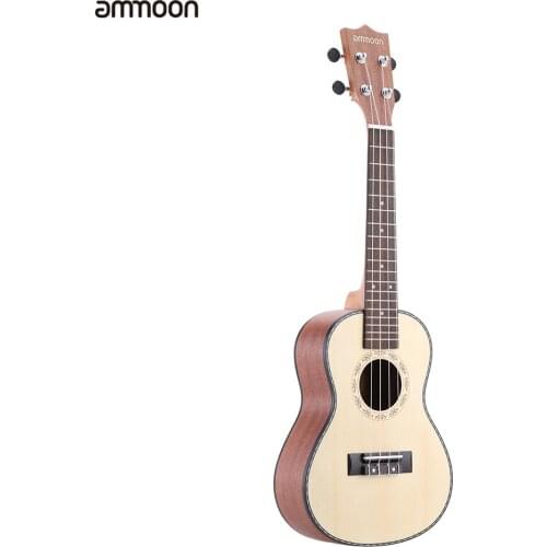 Ammoon 24" Spruce Sapele Ukulele Rosewood Fretboard 4 Strings Musical Instrument New Years Day Gift Present