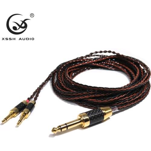 XSSH audio YIVO OFC Pure Copper 1/6" 3.5mm to 1/4" 6.35mm 6.5mm stereo plug Cables Headphone Earphone Extension Cable Wire Cord