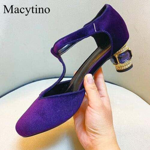 T strap decorative ladies high heels round toe 6CM glass heel high heels fashion party high heel sandals