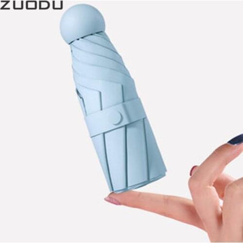 ZUODU Mini Pocket Umbrella Women UV Protection Small Portable Parasol Rain Sun Rain Umbrella Folding Compact Gift Ideas G5B
