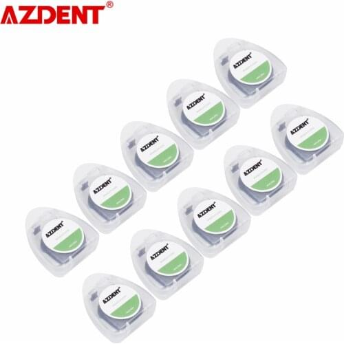 AZDENT 10 Rolls Dental Flosser Built-in Spool Wax Mint Flavored 50M/Roll 750D Bamboo Charcoal Black Dental Floss with Box