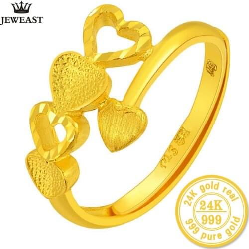 ZZZ 24K Pure gold Match the origin Flower heads ring HEART SHAPE wholesale unique Upscale Exquisite craftsmanship 999SOLID
