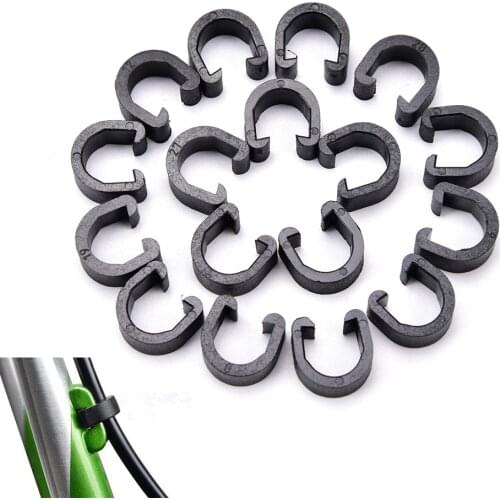20Pcs New Sale Plastic Bike Disc Brake Cable Sets Pipe Line Deduction Transmission Pipe C type Buckle Snap Clamp