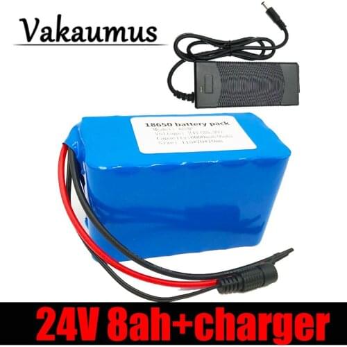 24V 8AH Electric Bicycle Lithium Battery 6S 3P 18650 Pack For Scooter Motor Less Than 350W With 15A BMS And 29.4V 2A Charger