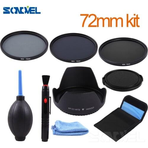 72mm UV CPL FLD ND 2 4 8 Neutral Density Filter Lens Set+hood For Nikon D7500 D7200 D5200 D3200 D810 D800 D750 D5 & AF-S 24-85mm