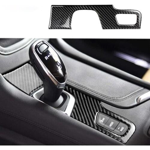 Car Gear Shift Knob Panel Trim Frame Cover Center Console Carbon Fiber Sticker Short Size Accessories For Cadillac XT5 2016 2017