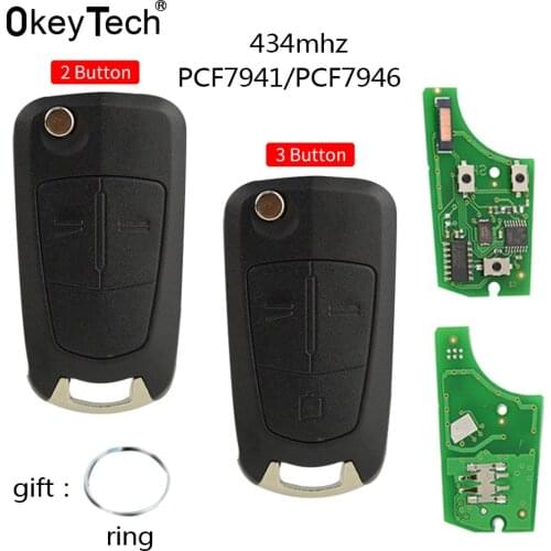 OkeyTech PCF7941 Car Remote Key for Opel/Vauxhall Astra H 2004-2009 Zafira B 2005-2013 PCF7946 Vectra C 2002-2008 Signium 2/3B