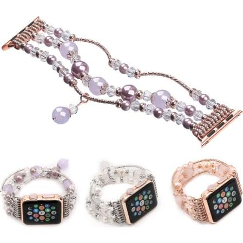 Agate Bead Bracelet Strap Link for Apple Watch Band 5 4 3 2 1 44mm 38mm for Iwatch Band 42mm 40mm Handmade Elastic Watchbands