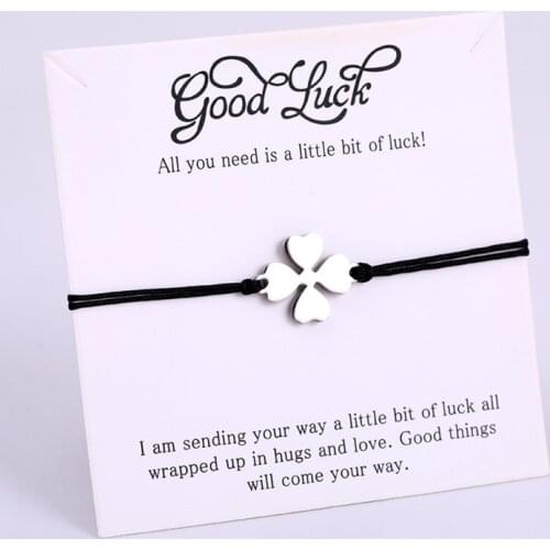 Lucky Four-leaf Clover Fortune Shamrock Good Luck Charm Bracelets Women Men Unisex Adjustable Jewelry Gift Drop Shipping