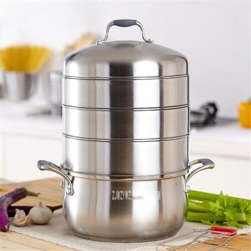 YX002A Household Steamer 304 Stainless Steel Composite Multi-layer Bottom Steamer Induction Cooker Universal Thicker Pot 24cm