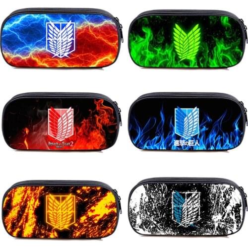 3D Anime Attack on Titan Season 4 Pencil Case Beauty Case Women Make Up Box Cosmetic Case Cartoon Zipper Storage School Supplies