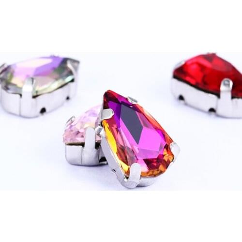 Color Top Quality Sew on Rhinestones with Silver Claw Crystal K9 Glass Stones for Craft Clothing Decoration Wedding Diy Jewelry