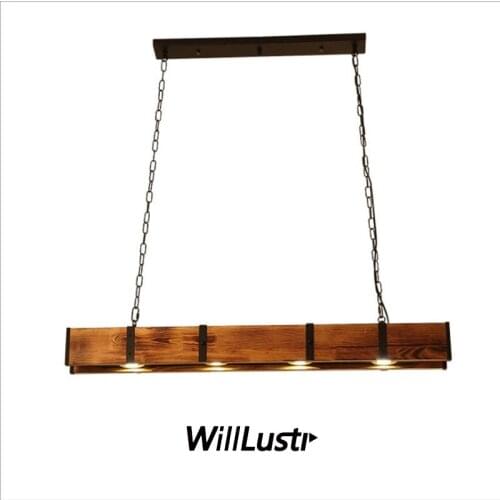Retro Wood Pendant Lamp Industrial Iron Suspension Light Cafe Bar Restaurant Store Dinning Room Creative Vintage LED Lighting