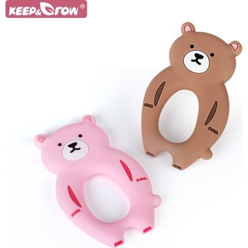 Baby Silicone Teether Bear Cartoon Animal BPA Free Rodents Teething Necklace Food Grade Infant Chewable Toys DIY Baby Teether
